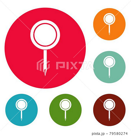 Round pin icons circle set vector 79580274