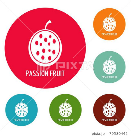 Passion fruit icons circle set vector 79580442
