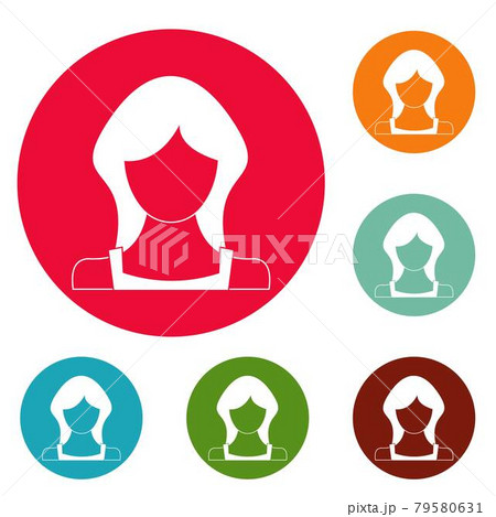 New woman user icons circle set vector 79580631
