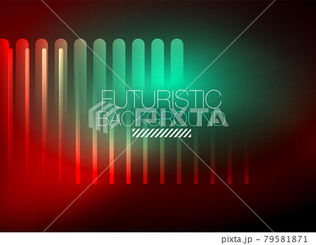 Bright neon color techno abstract background, shiny glowing neon lines in the dark background 79581871