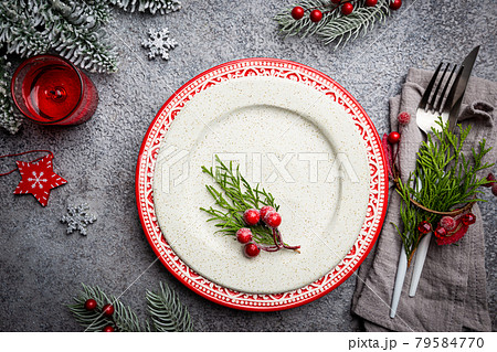 Christmas table setting Christmas table setting 79584770