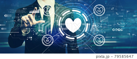 Get more likes concept with businessman 79585647