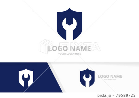 Vector shield and repair logo combination. Security fix logotype design template. Vector shield and repair logo combination. Security fix logotype design template. 79589725