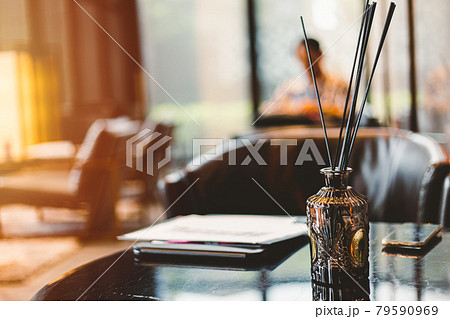 Room aroma fragrant oil reed diffuser. Perfume stick scent surround for indoor fresh good odor air. 79590969