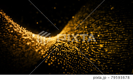 ゴールドのパーティクル素材 粒子の未来的なサイバー背景のイラスト素材