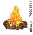 燃え盛る石のキャンプファイヤー 79594642