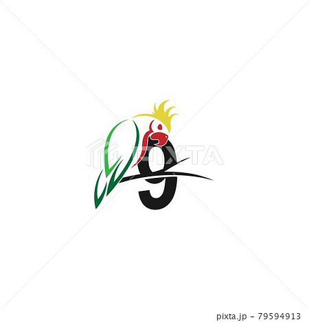 Number 9 with parrot bird icon logo design vector 79594913