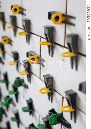View on tile leveling system with plastic clips and wedges 79596934