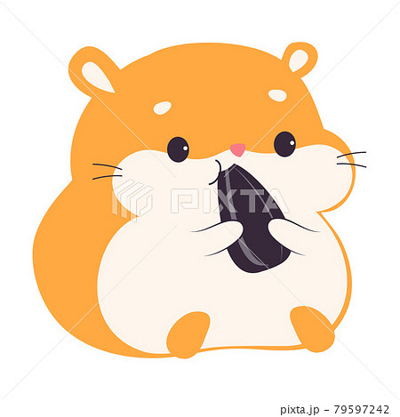 Cute Hamster Eating Sunflower Seed Adorable のイラスト素材