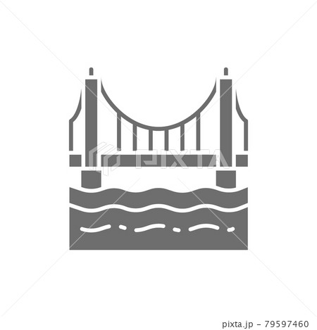 Golden Gate Bridge, San Francisco, USA grey icon. 79597460