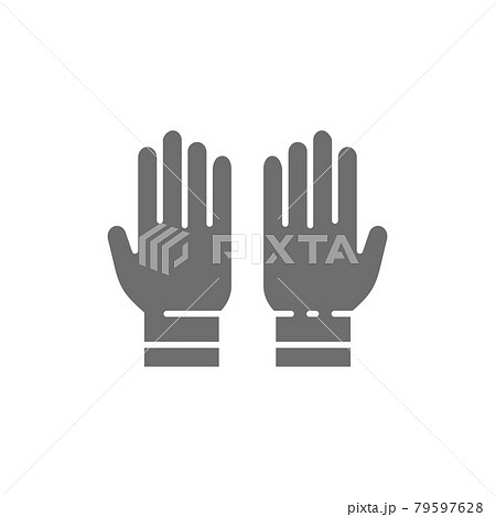 Protective rubber gloves, tattoo studio accessory gray icon. 79597628