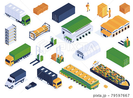 Logistics Isometric Icons Collection 79597667