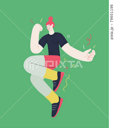 Happiness - happy people jumping in the air cheerfully 79601196