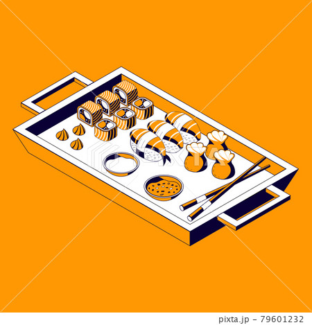 Asian Food Menu Isometric Composition 79601232
