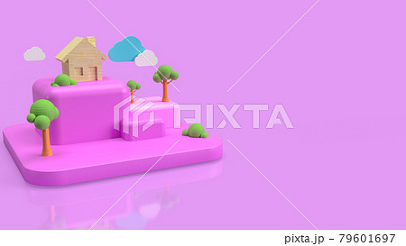 home wood  cloud  and tree for  eco or ecology concept 3d rendering 79601697