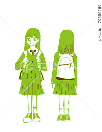 中学生 女子 制服 冬服 3色 グリーン のイラスト素材