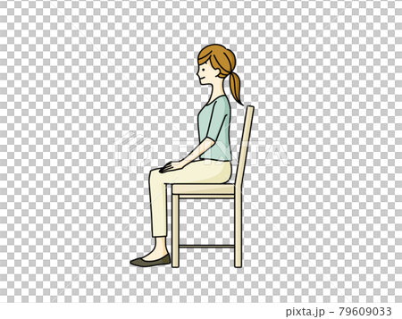 Woman sitting in a chair in the correct posture 79609033