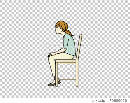 A stooped woman sitting in a chair A stooped woman sitting in a chair 79609036