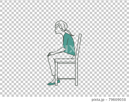 Kyphosis woman sitting in a chair-2 colors 79609038