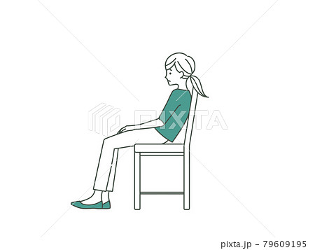 仙骨座りの女性 2色のイラスト素材