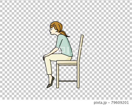 つま先を立てて前かがみに座る女性のイラスト素材 つま先を立てて前かがみに座る女性のイラスト素材