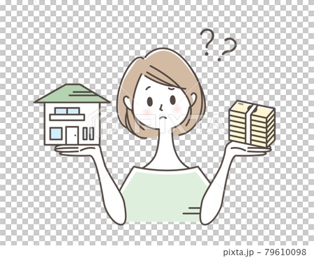 自宅の事で悩む女性 79610098