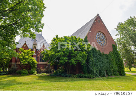Sunny exterior view of Sage chapel of Cornell University Sunny exterior view of Sage chapel of Cornell University 79610257