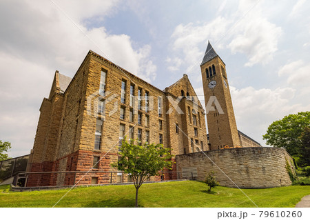 Sunny exterior view of Uris Library and McGraw Tower of Cornell University Sunny exterior view of Uris Library and McGraw Tower of Cornell University 79610260