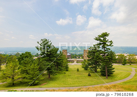 Sunny exterior view of the War Memorial building of Cornell University Sunny exterior view of the War Memorial building of Cornell University 79610268