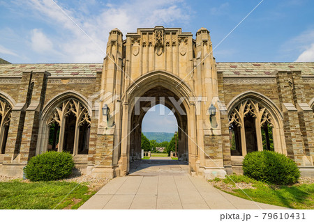 Sunny exterior view of the War Memorial building of Cornell University 79610431
