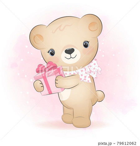 Cute little bear holding gift box cartoon hand... - Stock Illustration  [79612062] - PIXTA