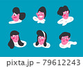 modern vector illustration of womens hairstyles, icons 79612243