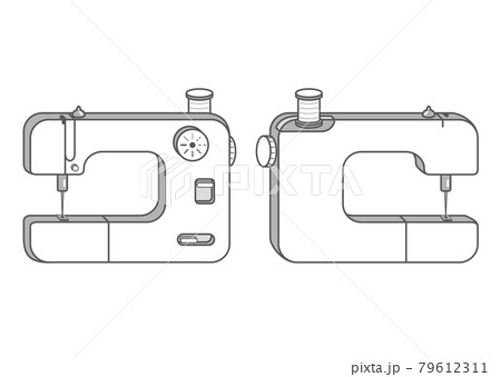 ミシンを前と後ろから見たイラストのイラスト素材