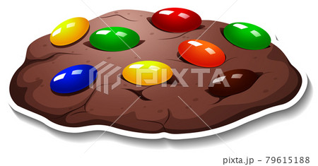 Chocolate chip cookies sticker on white background 79615188
