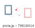 恋愛をモチーフにフレームとハートを使った白背景のグラフィック素材 79616014