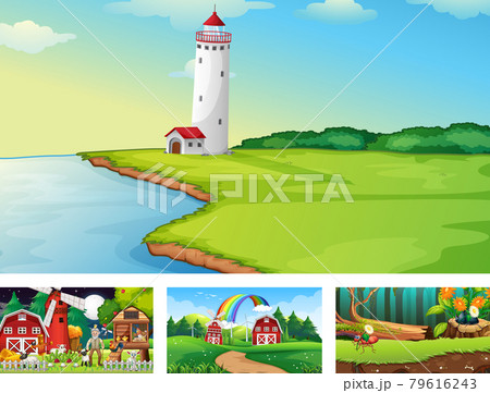 Four different nature horizontal scene 79616243