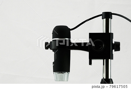 USB microscope, side view against white background USB microscope, side view against white background 79617505