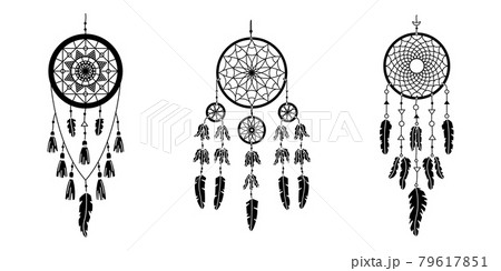 Set Of Vector Dreamcathers In Boho Style のイラスト素材