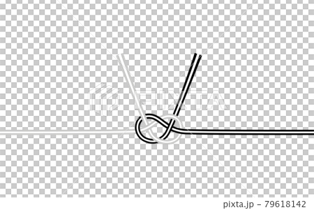 日本の伝統的な飾り紐、水引、黒白偶数2本、あわじ結び 79618142