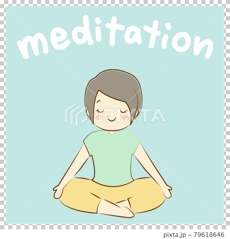 瑜伽，舒適的座椅姿勢，冥想的女人，冥想的角色 79618646