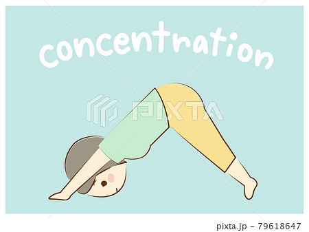 ヨガ,ダウンドッグのポーズ,女性,concentration文字 79618647