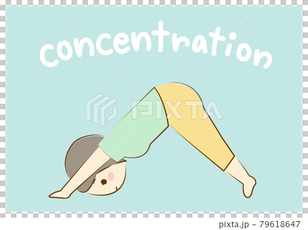 ヨガ,ダウンドッグのポーズ,女性,concentration文字 79618647