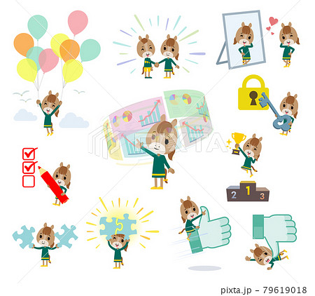 成功やポジティブに関するウマの女の子のセットのイラスト素材