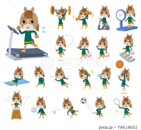 エクササイズやスポーツに関するウマの女の子のセット 79619032