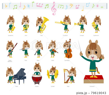 クラシック音楽演奏に関するウマの女の子のセット 79619043