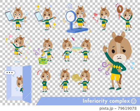劣等感に関するウマの男の子のセット 劣等感に関するウマの男の子のセット 79619078