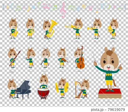 クラシック音楽演奏に関するウマの男の子のセット クラシック音楽演奏に関するウマの男の子のセット 79619079