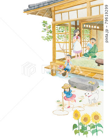 懐かしい日本の夏 家族のイラスト素材