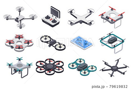 Isometric Drones Flying Drone With Propellers のイラスト素材