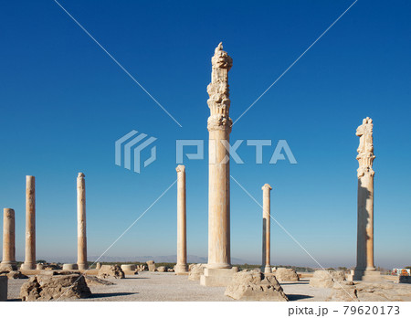 Apadana Palace. The greatest palace built on the western side of Persepolis by Darius the Great. The work began in 515 BC and they were completed by his son Xerxes 30 years later. Apadana Palace. The greatest palace built on the western side of Persepolis by Darius the Great. The work began in 515 BC and they were completed by his son Xerxes 30 years later. 79620173